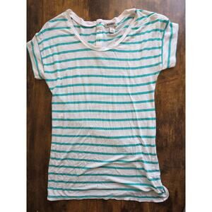 Old Navy Button-Back Turquoise Stripe Tee • Size S